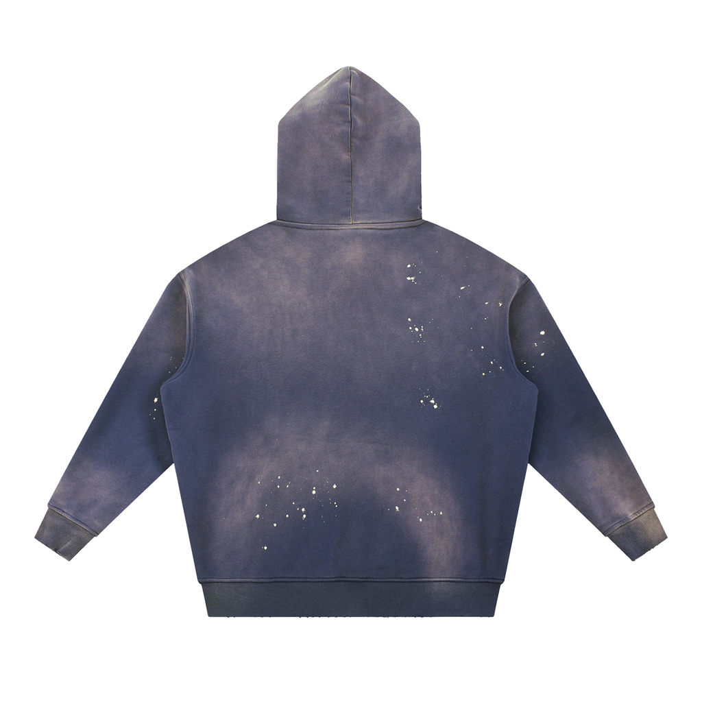 Vintage Washed Frayed Fleece Hoodie – Effortlessly Worn-In Comfort with Timeless Street Style”