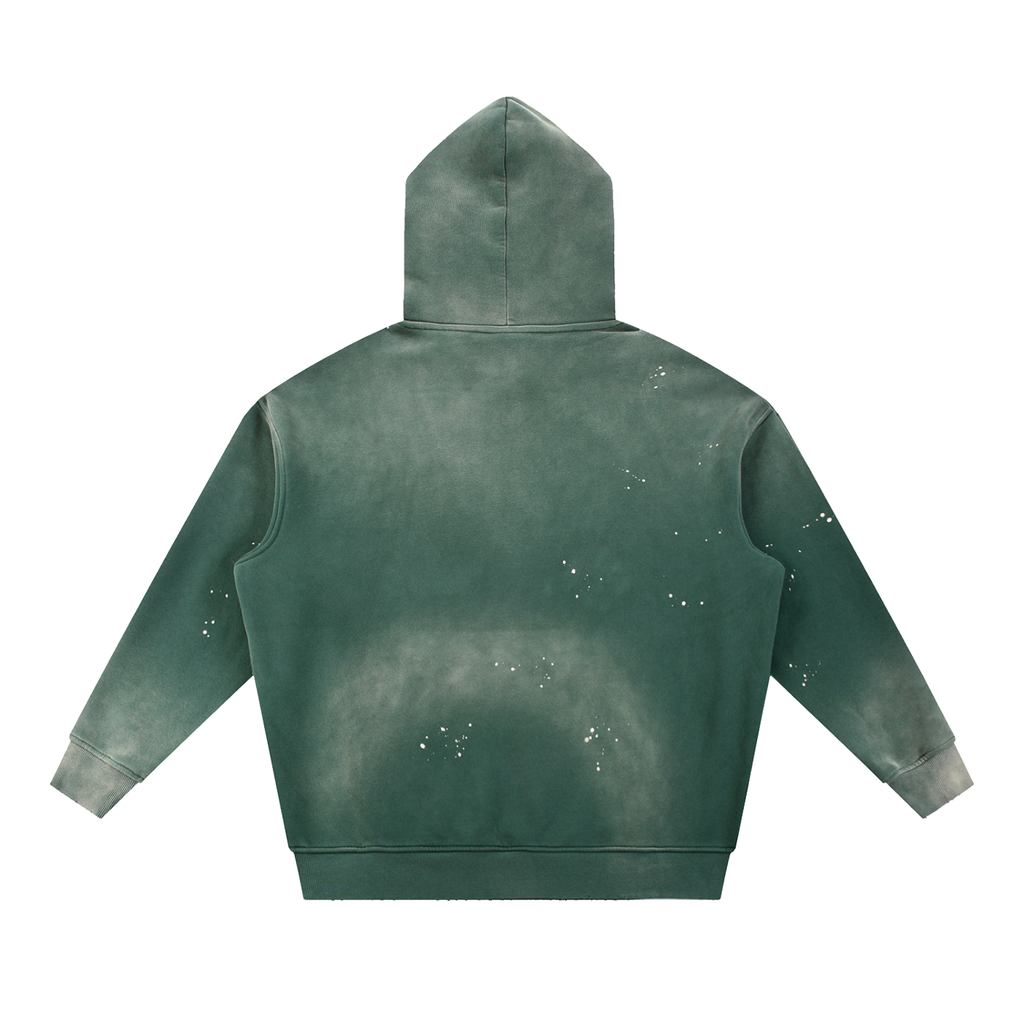Vintage Washed Frayed Fleece Hoodie – Effortlessly Worn-In Comfort with Timeless Street Style”