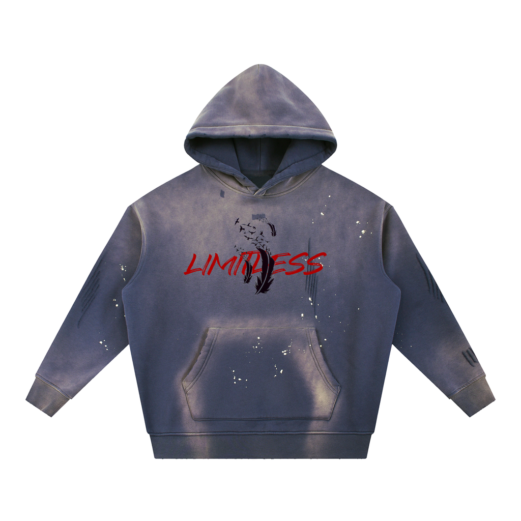 Vintage Washed Frayed Fleece Hoodie – Effortlessly Worn-In Comfort with Timeless Street Style”