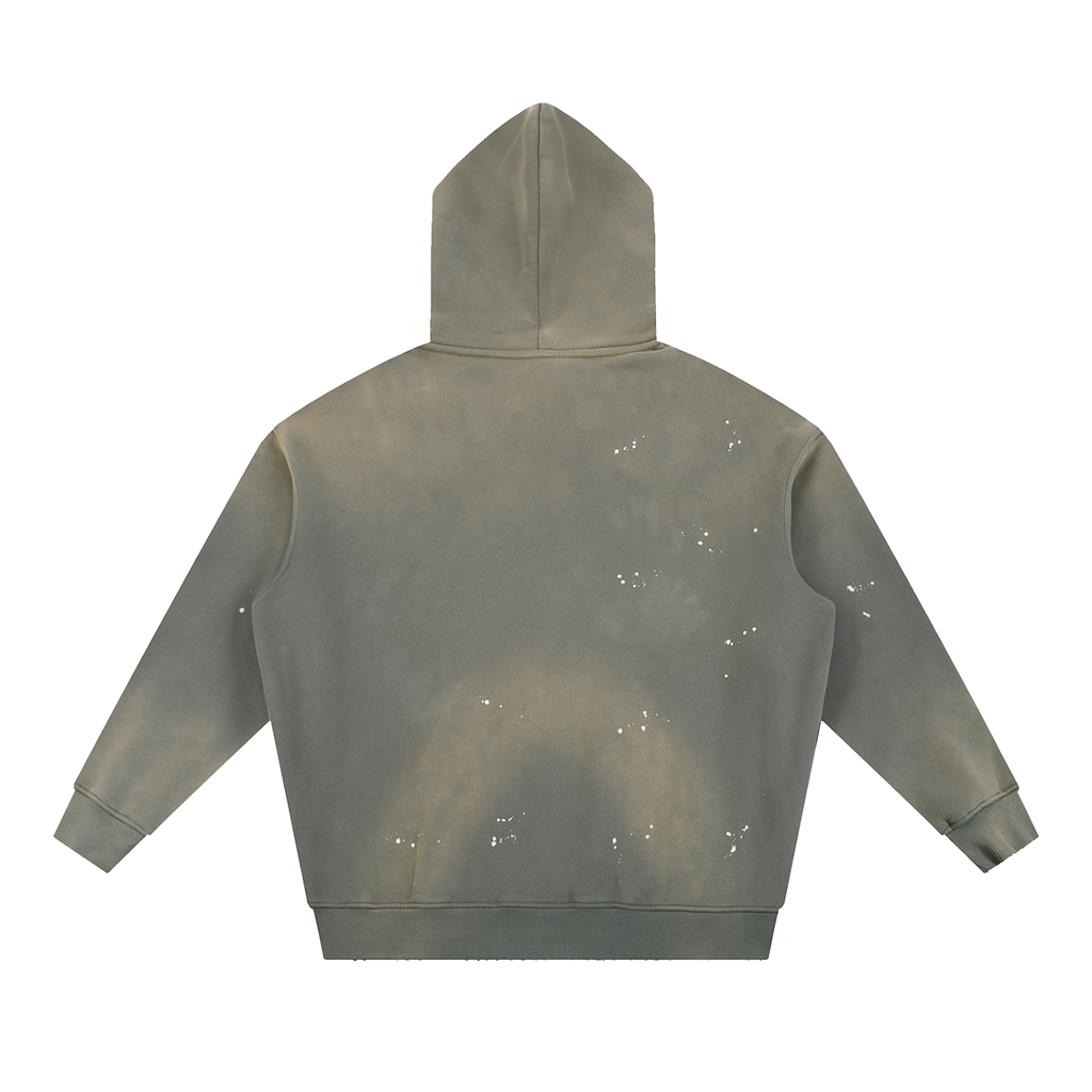 Vintage Washed Frayed Fleece Hoodie – Effortlessly Worn-In Comfort with Timeless Street Style”