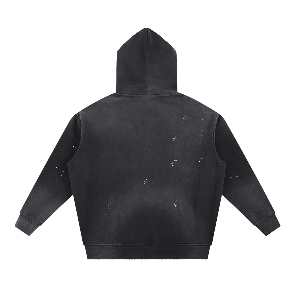 Vintage Washed Frayed Fleece Hoodie – Effortlessly Worn-In Comfort with Timeless Street Style”