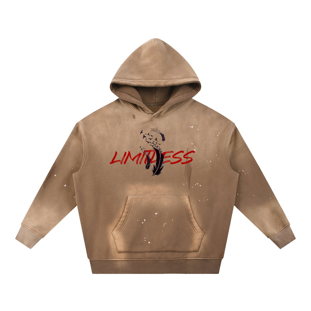 Vintage Washed Frayed Fleece Hoodie – Effortlessly Worn-In Comfort with Timeless Street Style”